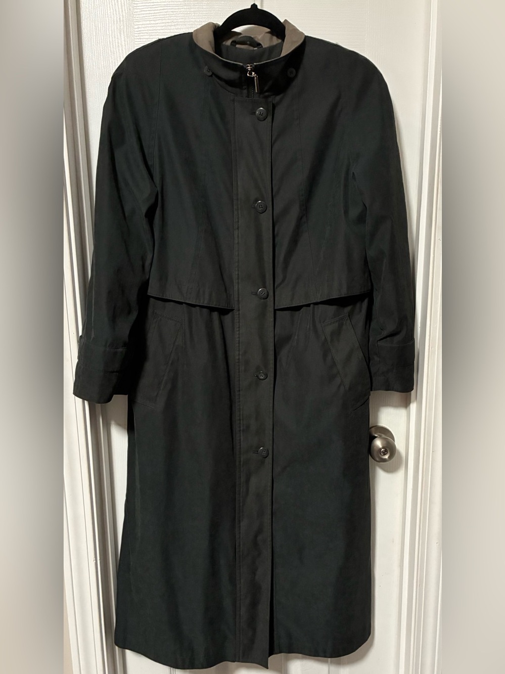 FS Rainwear Women’s 6P Black Long Trench Raincoat Removable Liner Petite